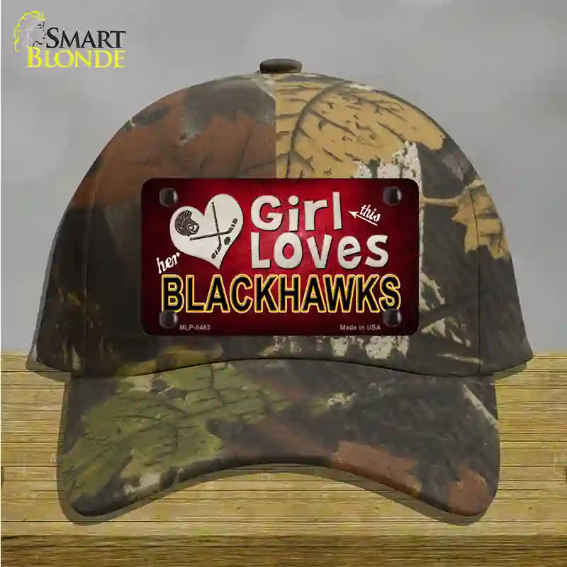 This Girl Loves Her Blackhawks Novelty License Plate Hat Cotton / Camoflauge