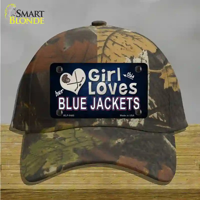 This Girl Loves Her Blue Jackets Novelty License Plate Hat Cotton / Camoflauge