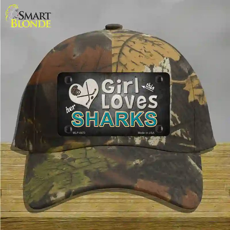 This Girl Loves Her Sharks Novelty License Plate Hat Cotton / Camoflauge