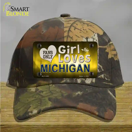 This Girl Loves Michigan Novelty License Plate Hat Cotton / Camoflauge