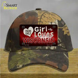 This Girl Loves Wisconsin Novelty License Plate Hat Cotton / Camoflauge