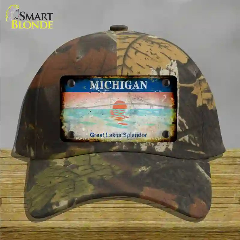 Michigan Rusty State Novelty License Plate Hat Cotton / Camoflauge