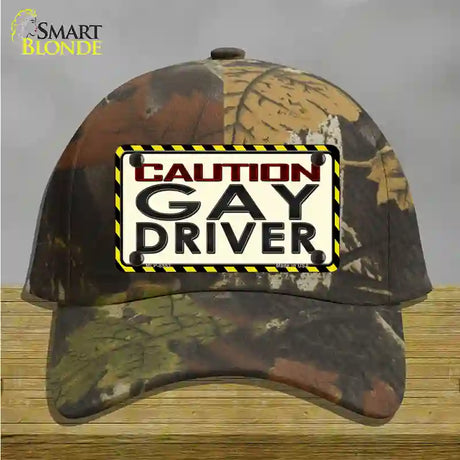 Caution Gay Driver Novelty License Plate Hat Cotton / Camoflauge