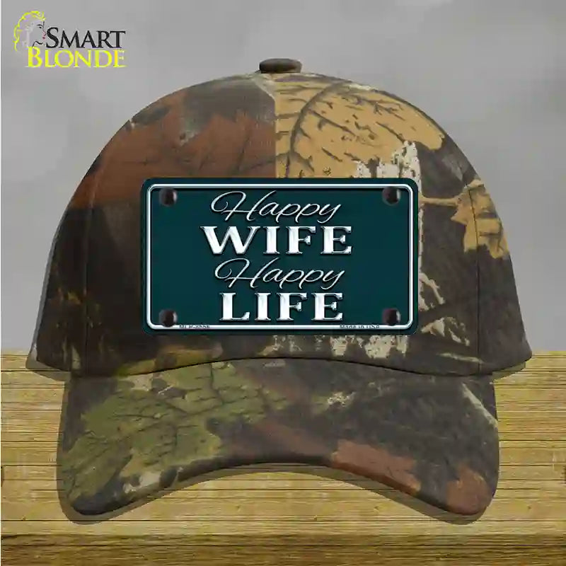 Happy Wife Happy Life Novelty License Plate Hat Cotton / Camoflauge