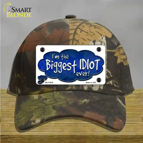 Biggest Idiot Novelty License Plate Hat Cotton / Camoflauge