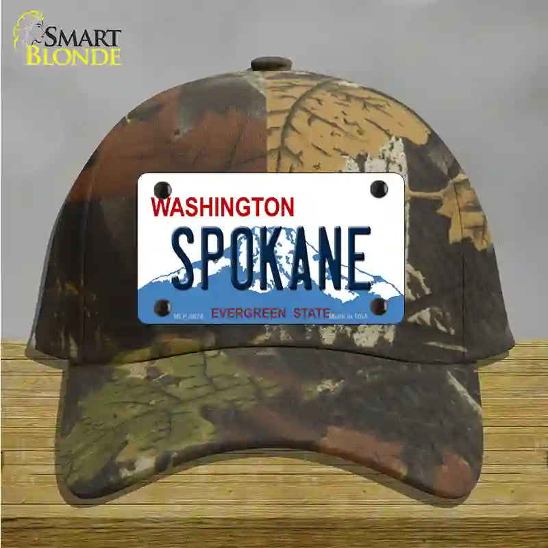 Spokane Washington Novelty License Plate Hat Cotton / Camoflauge