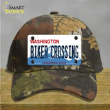 Biker Crossing Washington Novelty License Plate Hat Cotton / Camoflauge