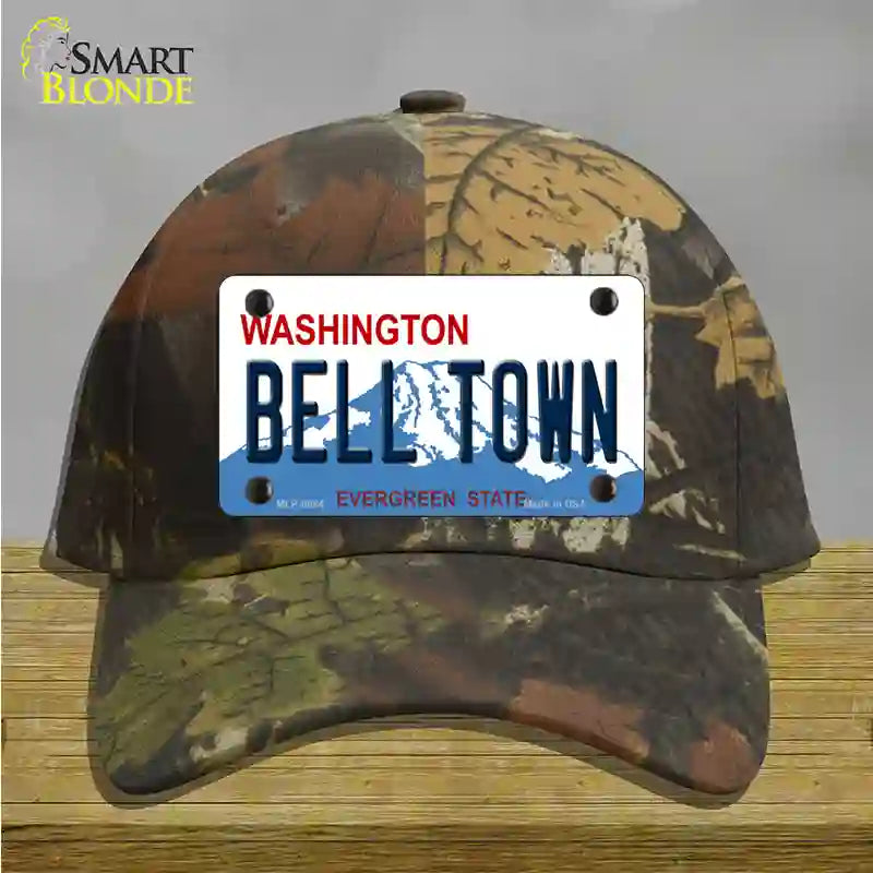 Bell Town Washington Novelty License Plate Hat Cotton / Camoflauge