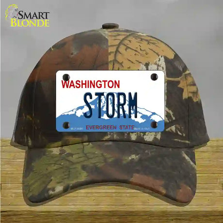 Storm Washington Novelty License Plate Hat Cotton / Camoflauge