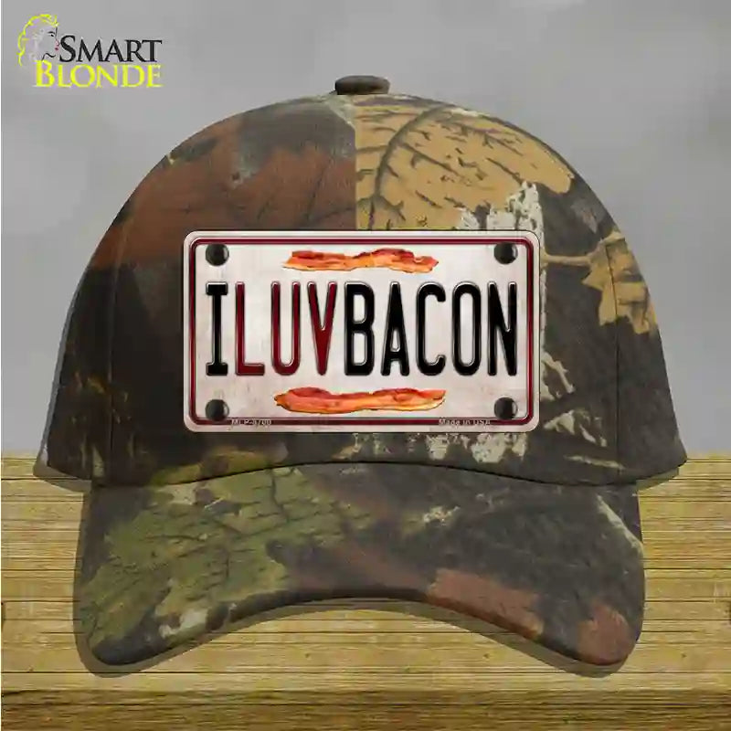 I Luv Bacon Novelty License Plate Hat Cotton / Camoflauge