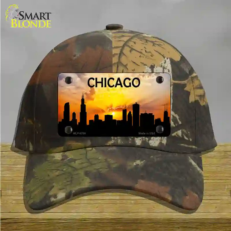 Chicago Silhouette Novelty License Plate Hat Cotton / Camoflauge