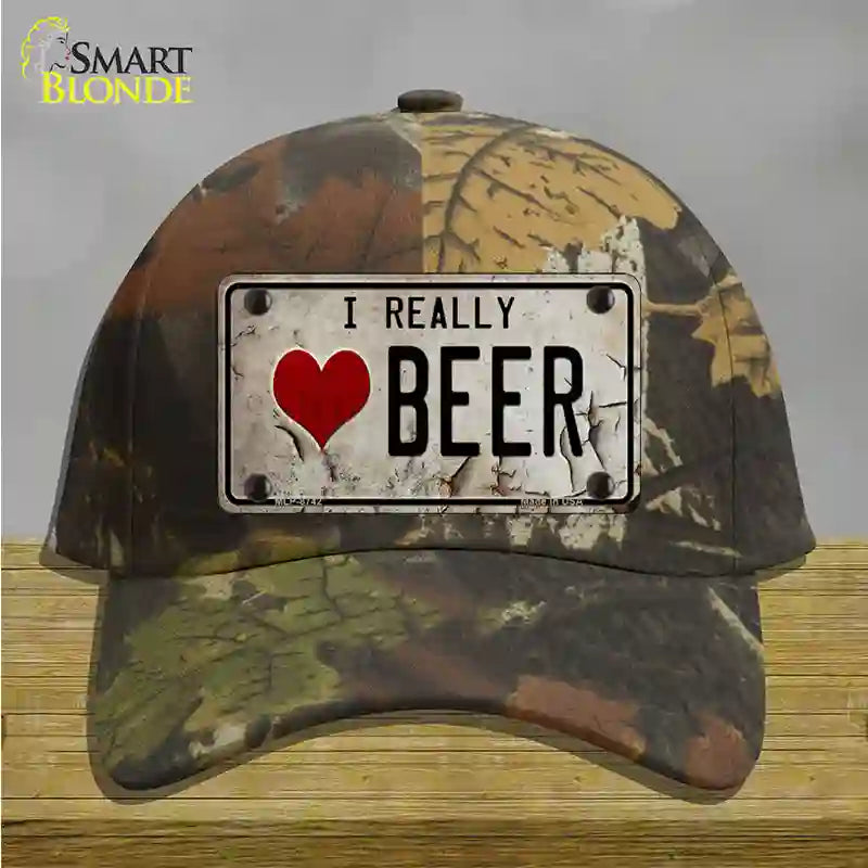 I Love Beer Novelty License Plate Hat Cotton / Camoflauge