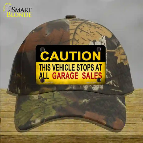 Caution Stops At Garage Sales Novelty License Plate Hat Cotton / Camoflauge