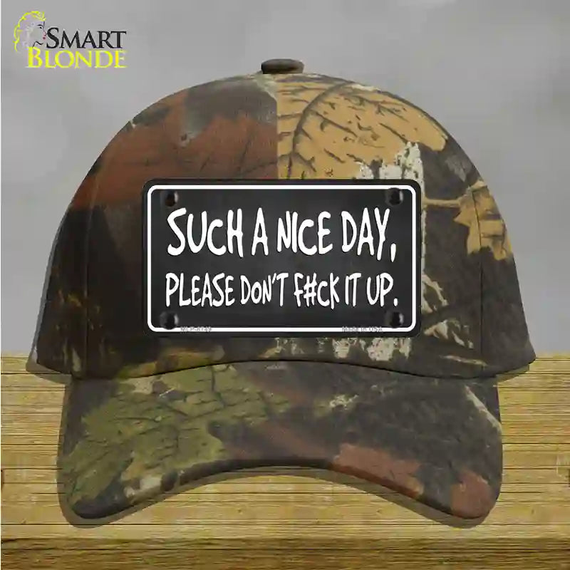 Such A Nice Day Novelty License Plate Hat Cotton / Camoflauge