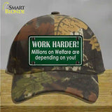 Work Harder Novelty License Plate Hat Cotton / Camoflauge