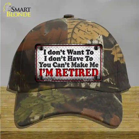 You Cant Make Me Novelty License Plate Hat Cotton / Camoflauge