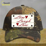 Live, Laugh, Love Novelty License Plate Hat Cotton / Camoflauge