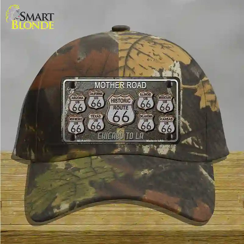 Route 66 Black Top Novelty License Plate Hat Cotton / Camoflauge