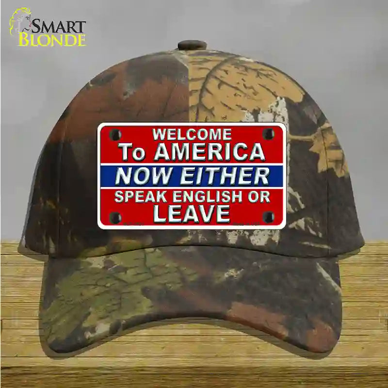 Speak English Or Leave Novelty License Plate Hat Cotton / Camoflauge