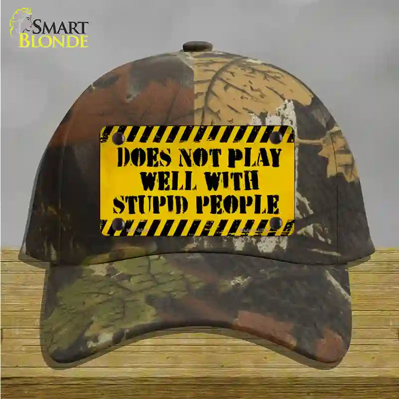 Does Not Play Well Novelty License Plate Hat Cotton / Camoflauge