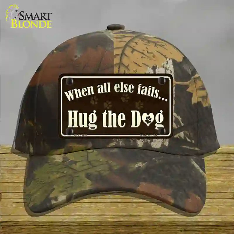 Hug The Dog Novelty License Plate Hat Cotton / Camoflauge