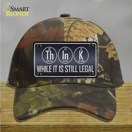 Think Novelty License Plate Hat Cotton / Camoflauge