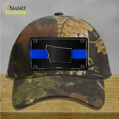 Montana Thin Blue Line Novelty License Plate Hat Cotton / Camoflauge