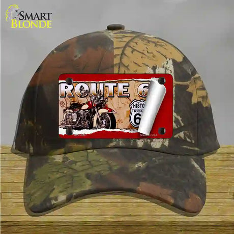 Route 66 Mother Road Scroll Novelty License Plate Hat Cotton / Camoflauge