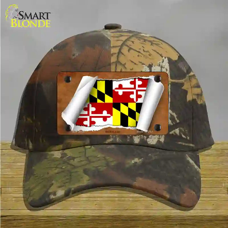 Maryland Flag Scroll Novelty License Plate Hat Cotton / Camoflauge