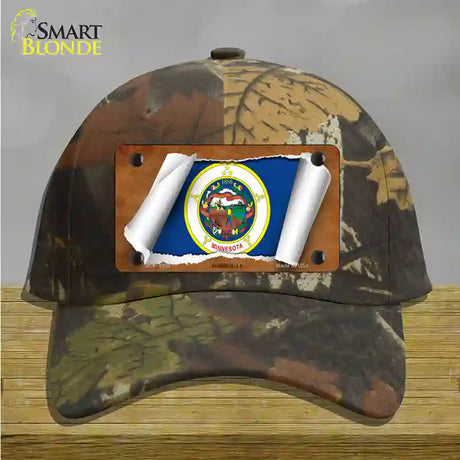 Minnesota Flag Scroll Novelty License Plate Hat Cotton / Camoflauge