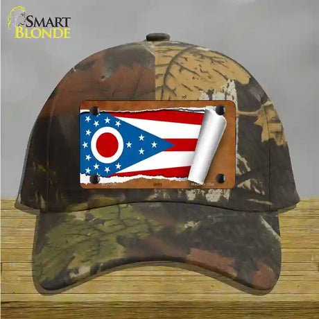 Ohio Flag Scroll Novelty License Plate Hat Cotton / Camoflauge