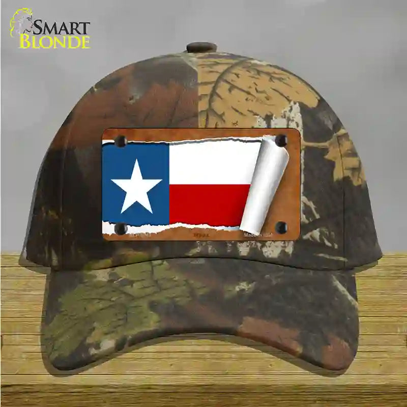 Texas Flag Scroll Novelty License Plate Hat Cotton / Camoflauge