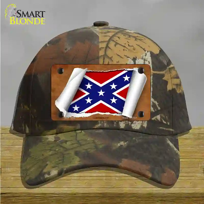 Confederate Flag Scroll Novelty License Plate Hat Cotton / Camoflauge