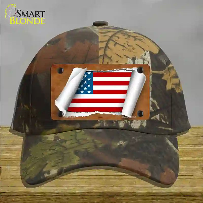 American Flag Scroll Novelty License Plate Hat Cotton / Camoflauge