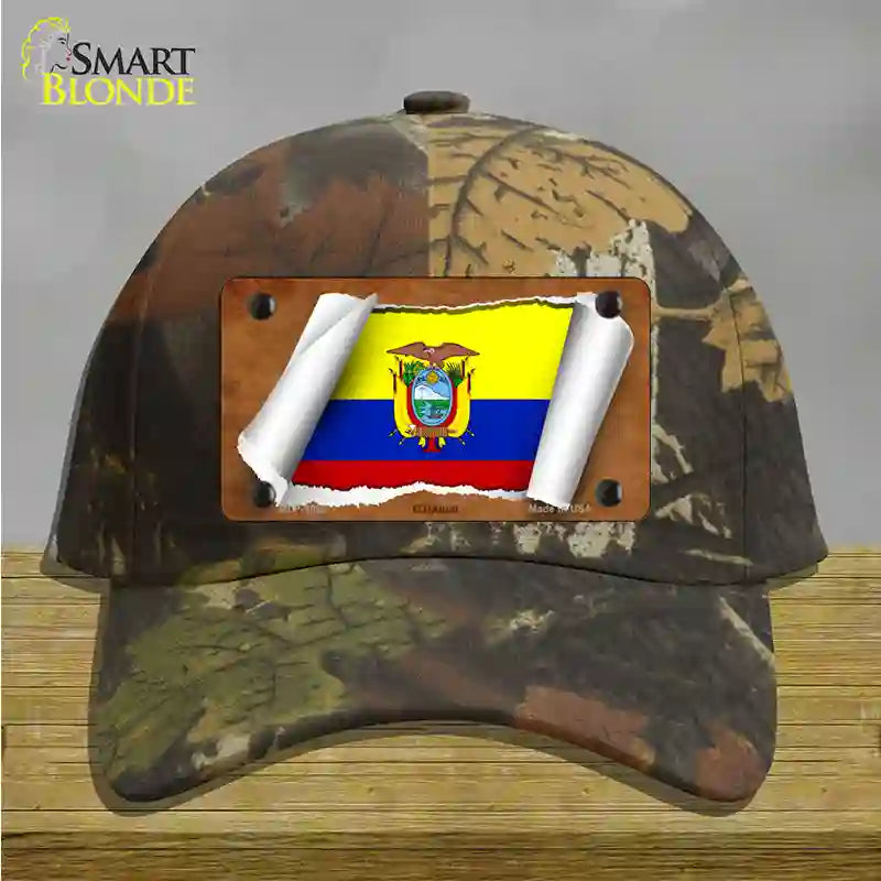 Ecuador Flag Scroll Novelty License Plate Hat Cotton / Camoflauge