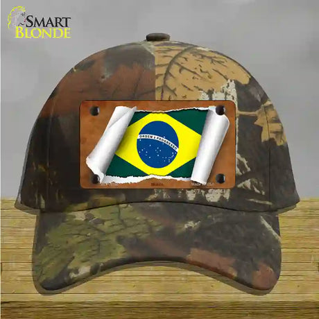 Brazil Flag Scroll Novelty License Plate Hat Cotton / Camoflauge