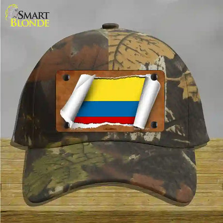 Colombia Flag Scroll Novelty License Plate Hat Cotton / Camoflauge