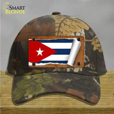 Cuba Flag Scroll Novelty License Plate Hat Cotton / Camoflauge