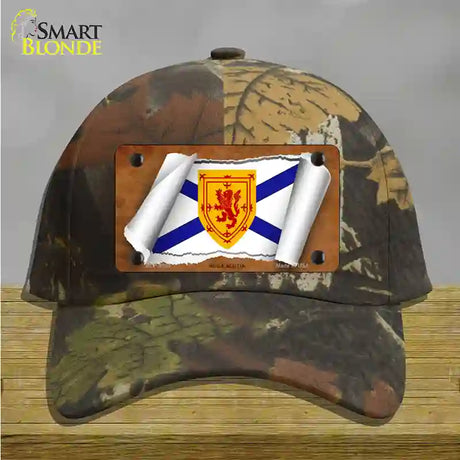 Nova Scotia Flag Scroll Novelty License Plate Hat Cotton / Camoflauge