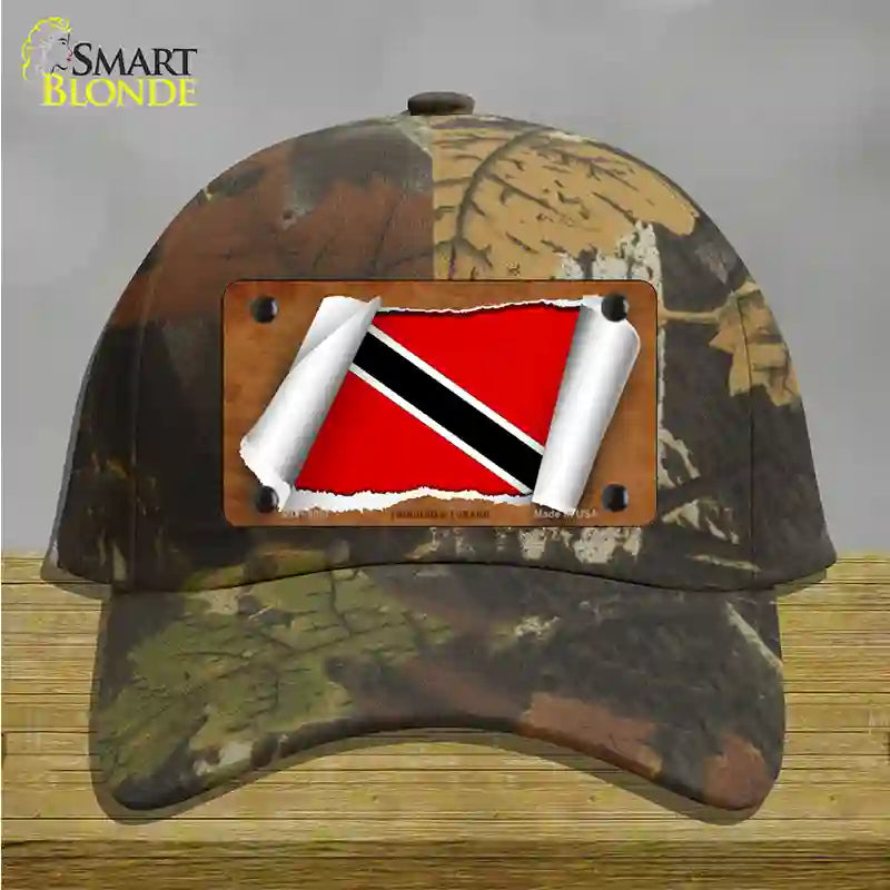 Trinidad & Tobago Flag Scroll Novelty License Plate Hat Cotton / Camoflauge