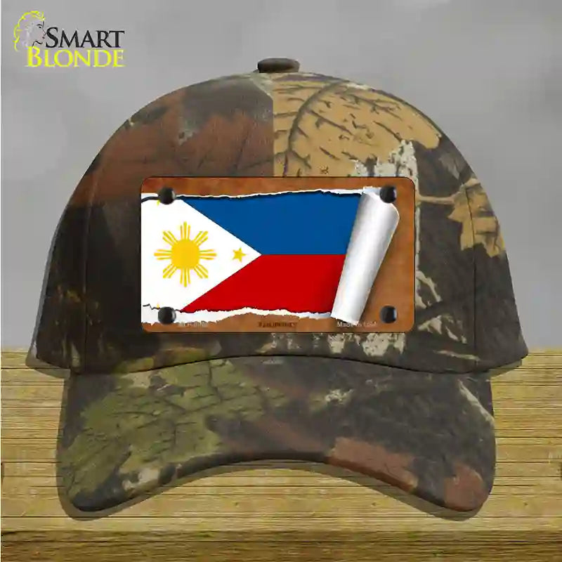 Philippines Flag Scroll Novelty License Plate Hat Cotton / Camoflauge