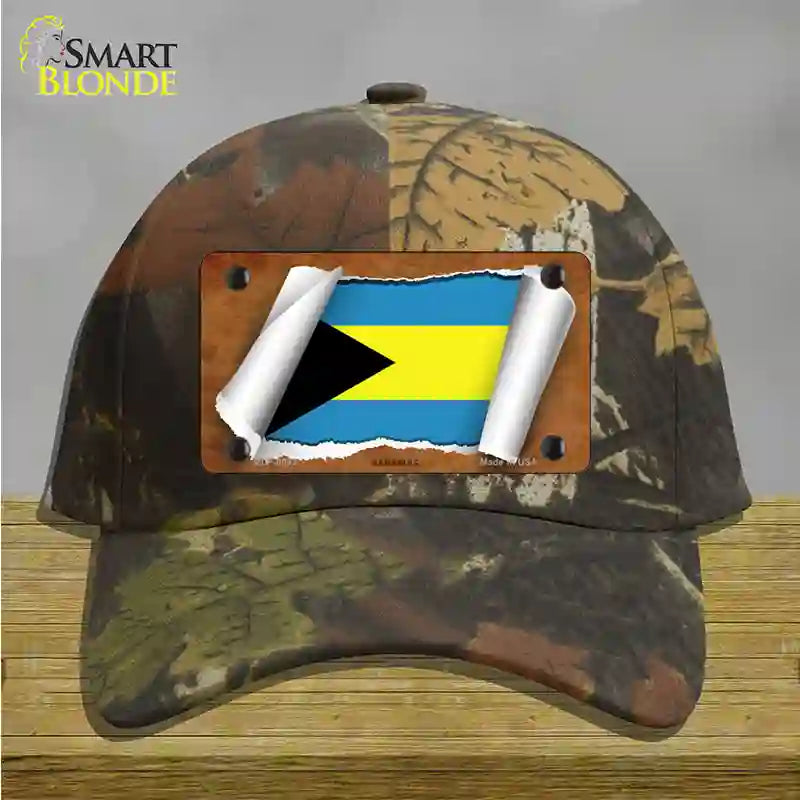 Bahamas Flag Scroll Novelty License Plate Hat Cotton / Camoflauge