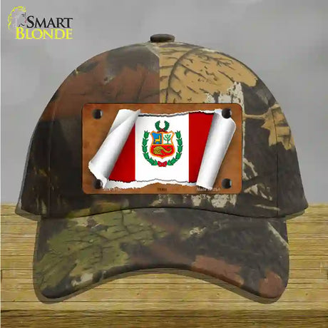 Peru Flag Scroll Novelty License Plate Hat Cotton / Camoflauge