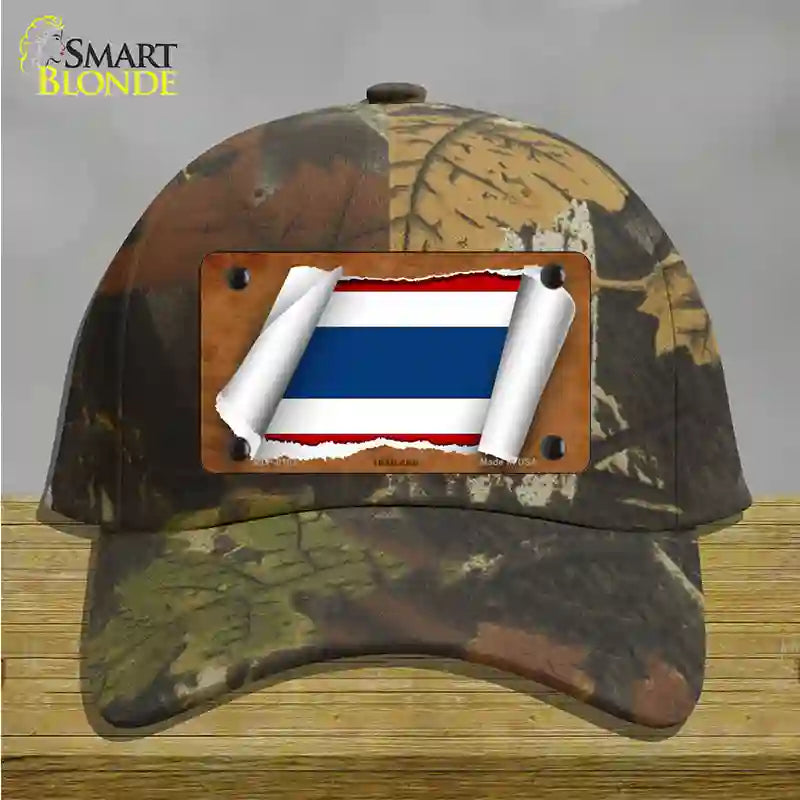 Thailand Flag Scroll Novelty License Plate Hat Cotton / Camoflauge