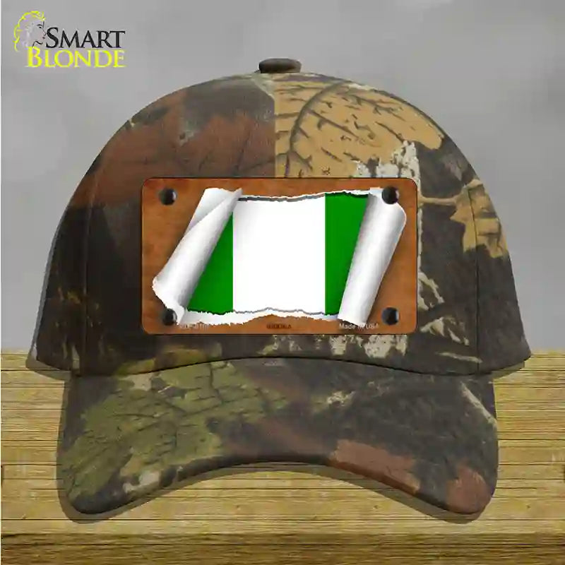 Nigeria Flag Scroll Novelty License Plate Hat Cotton / Camoflauge