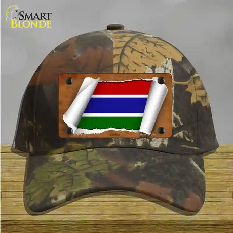 Gambia Flag Scroll Novelty License Plate Hat Cotton / Camoflauge