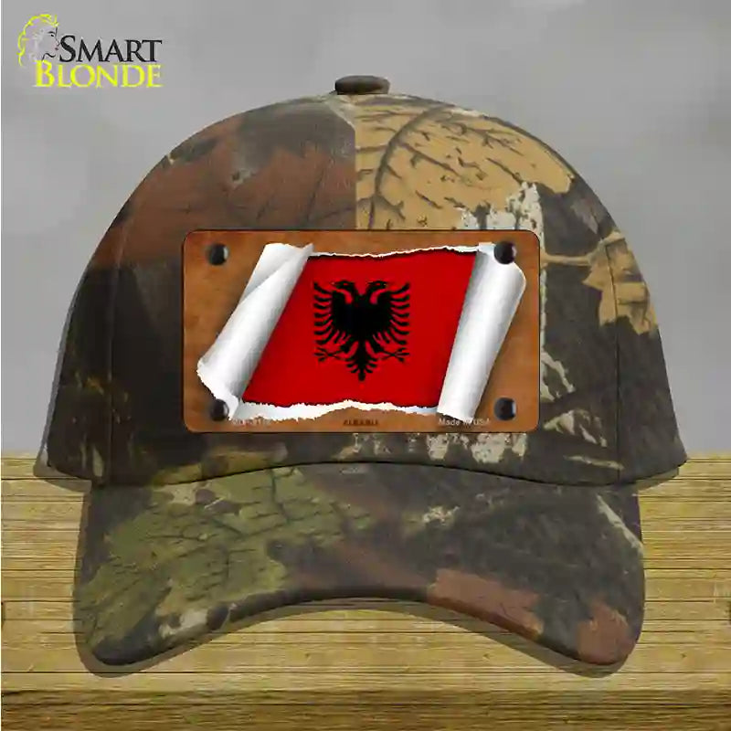 Albania Flag Scroll Novelty License Plate Hat Cotton / Camoflauge