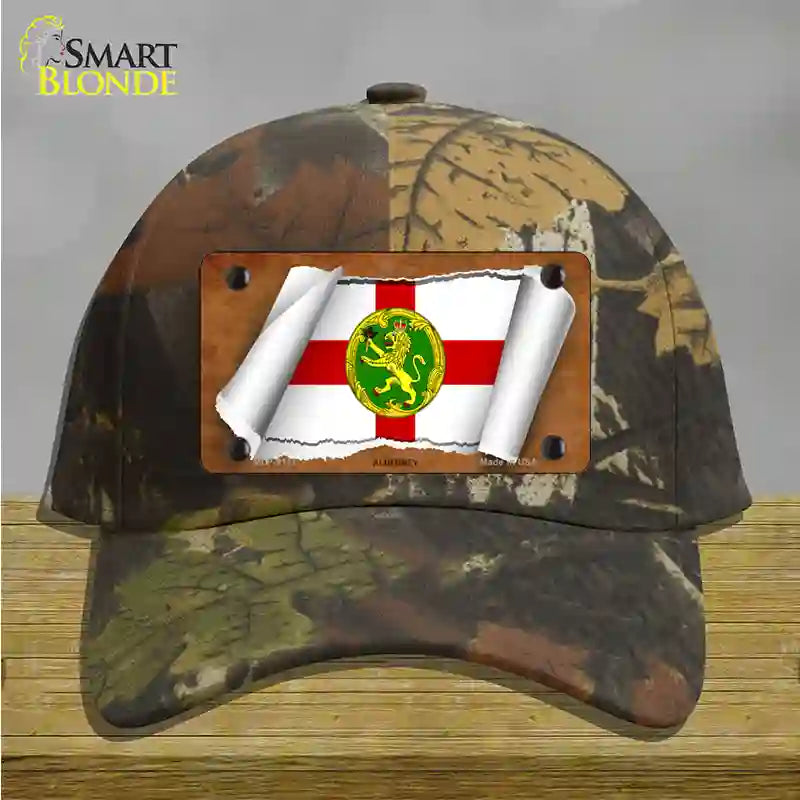 Alderney Flag Scroll Novelty License Plate Hat Cotton / Camoflauge