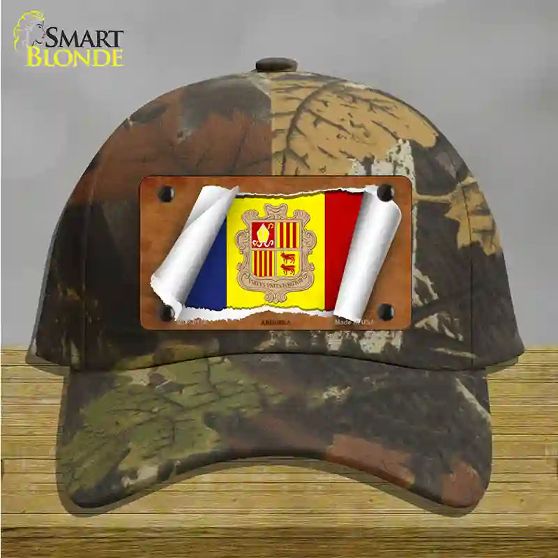 Andorra Flag Scroll Novelty License Plate Hat Cotton / Camoflauge