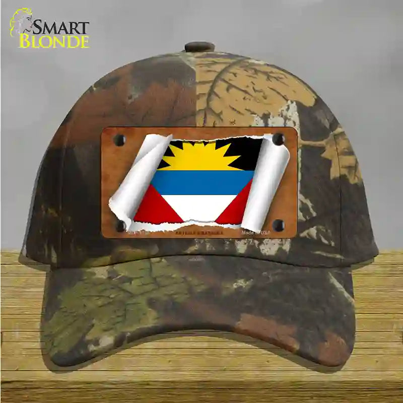 Antigua & Barbuda Flag Scroll Novelty License Plate Hat Cotton / Camoflauge